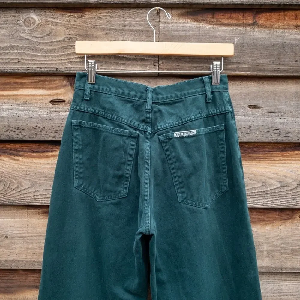 Paris Express Vintage High-Rise Tapered Green Denim Jeans 5 - 27” - Picture 4 of 4